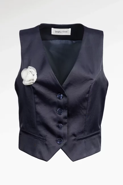 Gilet Orée marine fleur