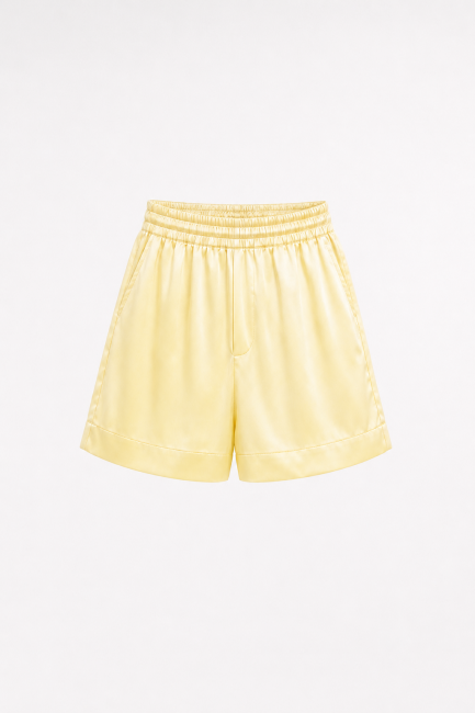 Short satin jaune
